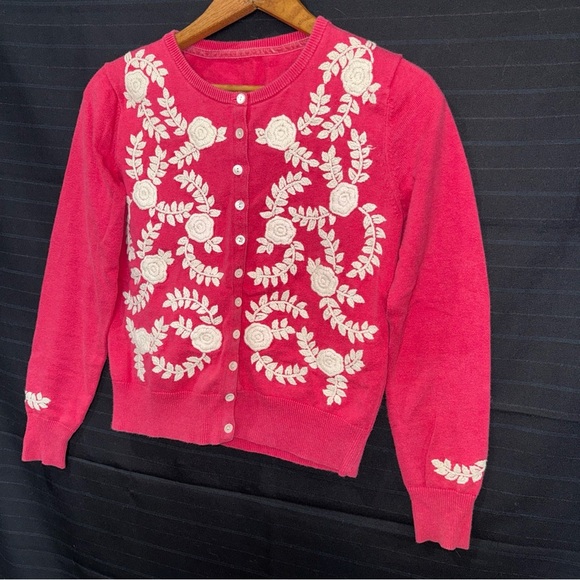 Sundance Sweater Womens Sz XS Pink Cardigan Embroidered Button Cotton Floral - Picture 2 of 9